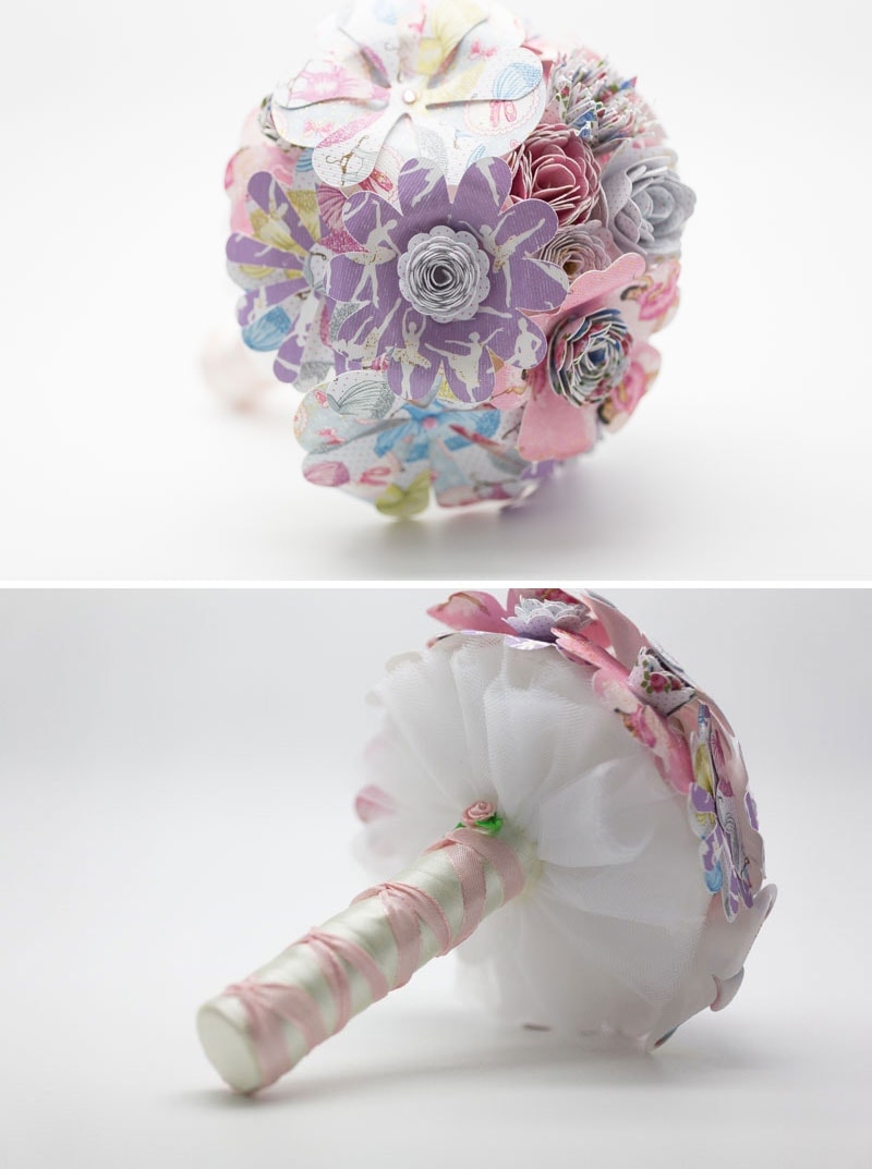 Bouquet nascita per bambina in fiori di carta