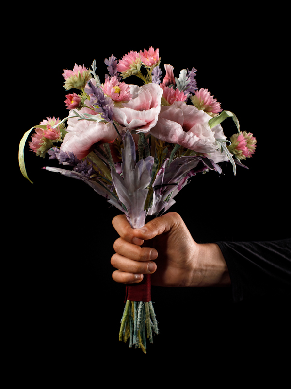 bouquet rosa fiori seta