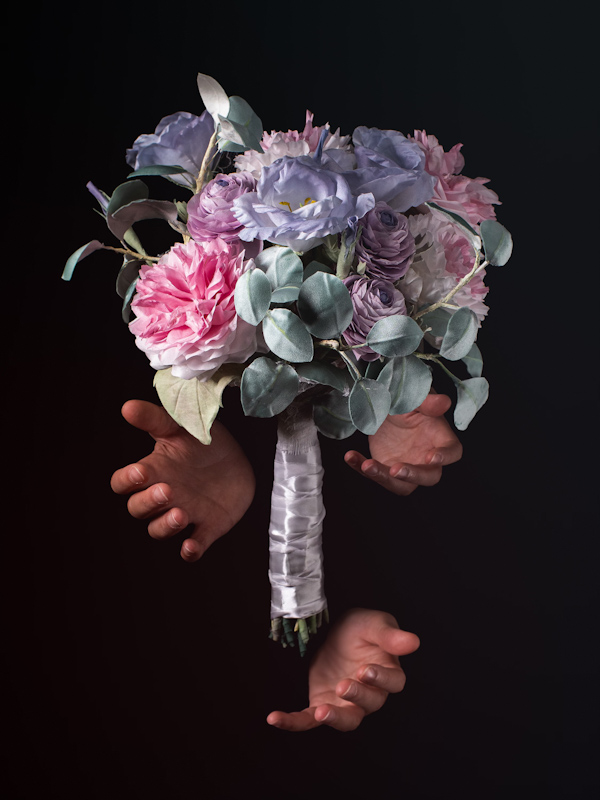 Bouquet lisianthus e ranuncoli, fiori di seta realizzati a mano con antica tecnica artigianale.