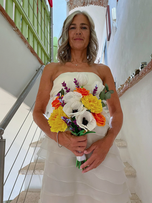 bouquet da sposa con fiori di carta