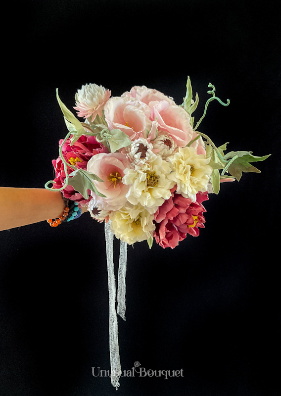 bouquet da sposa con peonie in seta-0 2