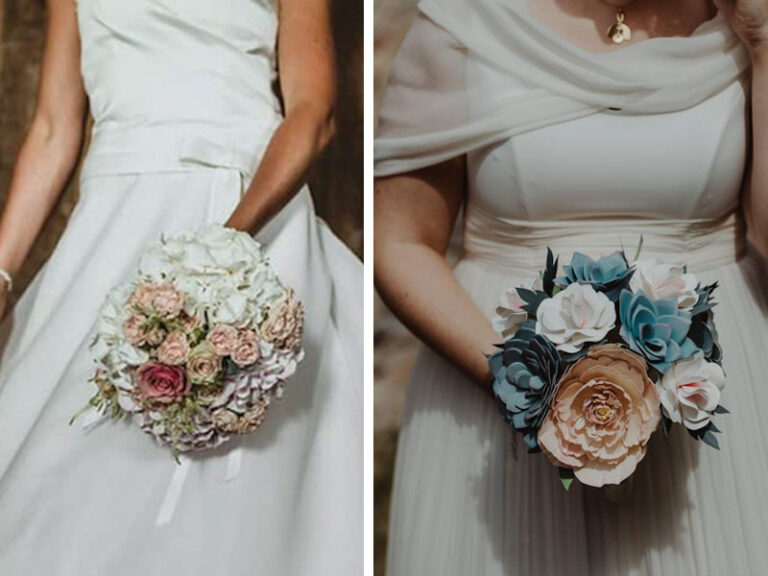 Bouquet sposa di carta, una composizione floreale eterna rispetto i bouquet di fiori veri.