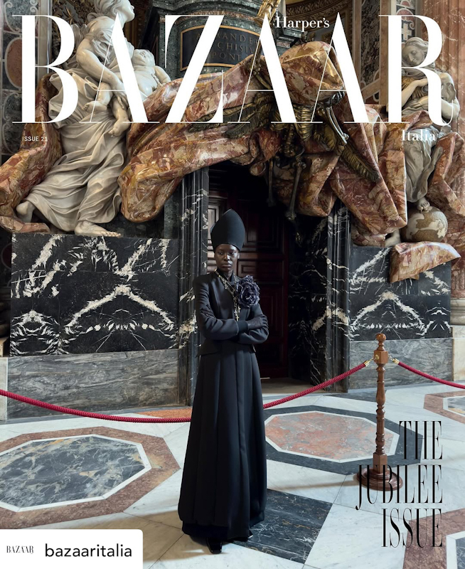 Copertina di Harper's Bazaar Italia con le creazioni floreali in seta Unusual Bouquet di Jessica Ciaffarini, Master Artisan dell'alto artigianato e lusso sostenibile.